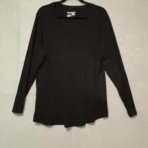 Terra & Sky Black Long Sleeve Basic Shirt Womens 2X (20W-22W)